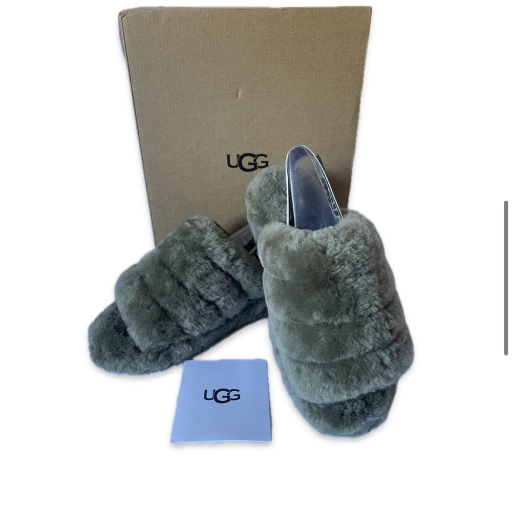 Ugg Fluff Yeah Women's Slingback Slippers Size 5 Olive Green